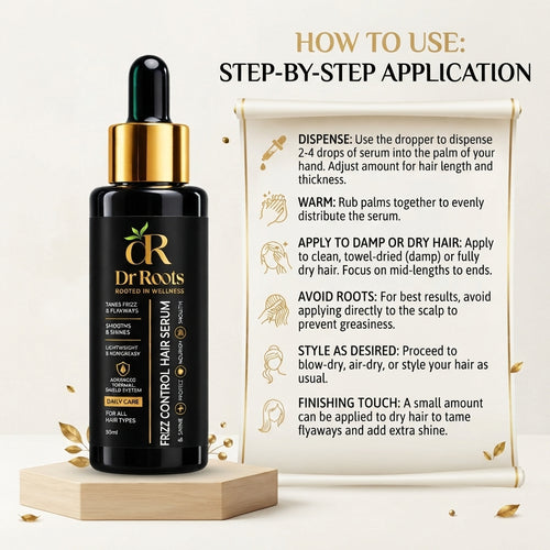 Dr Roots  Frizz Control Hair Serum – Frizz & Shine For All  Hair Type Tames Frizz & Shines - (50 ml)